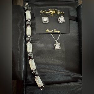 Park Lane Cubic Zirconia Silver Jewelry Set Bracelet, Necklace, and Earrings
